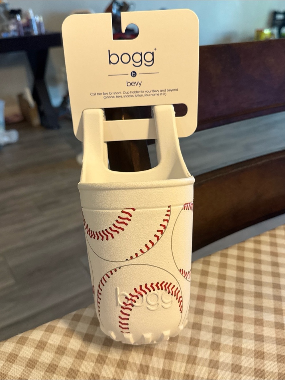 White Baseball Print Cup Holder Bogg - Picture 2 of 5